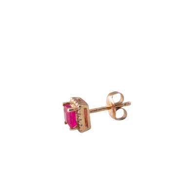Squared Halo Ruby and Diamond Studs