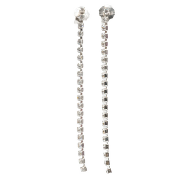 Long White Crystals Earrings