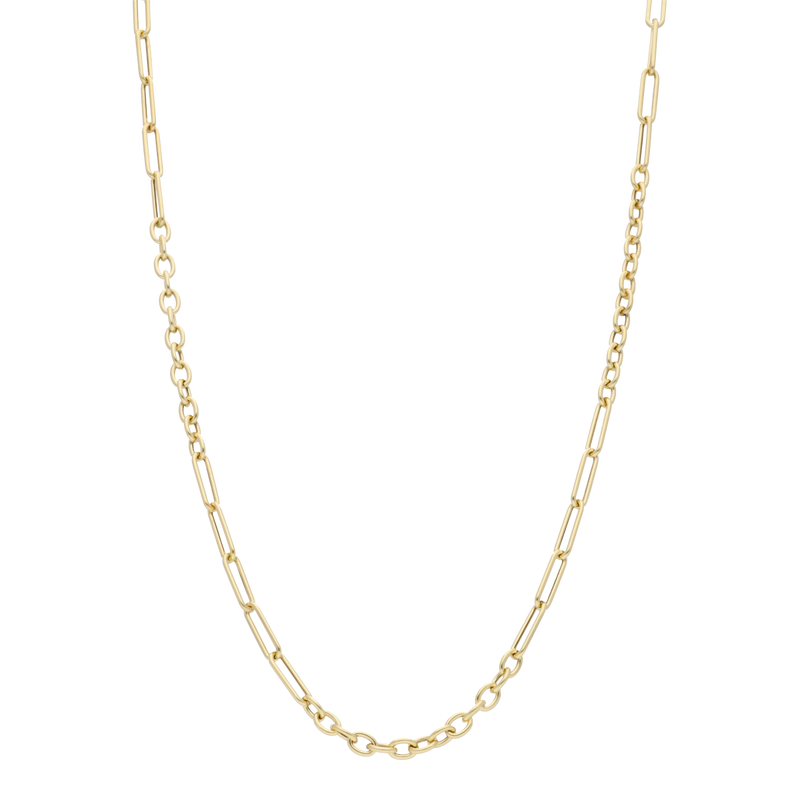 Oval link and rolo chain necklace