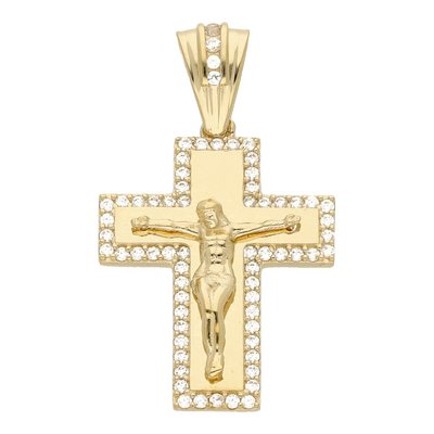 Cruz con zirconia y Cristo