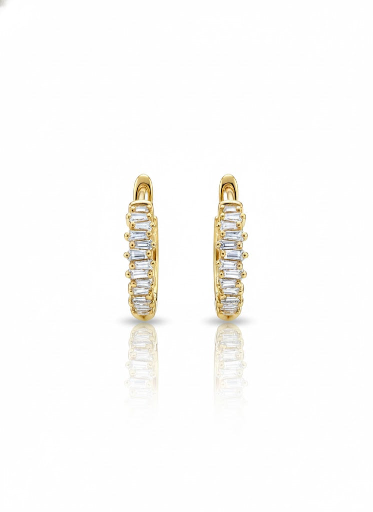 Irregular Baguette Diamond Huggies