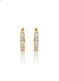 Irregular Baguette Diamond Huggies