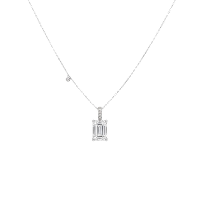 Lab diamond emerald cut necklace