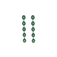 Long Malachite and Diamonds Origin Earrings