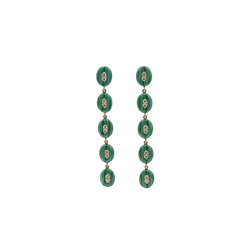 Long Malachite and Diamonds Origin Earrings