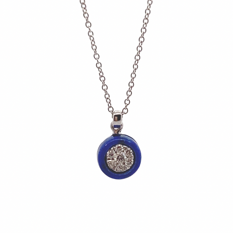 Lapis Lazuli Diamond Round Necklace