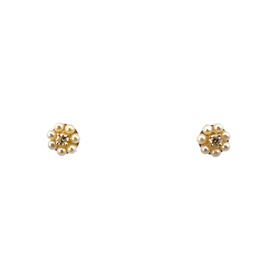 Pearl and diamond studs