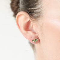 Emerald and Diamonds Flora studs