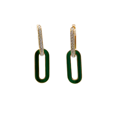 Link Malachite and Diamond Earrings