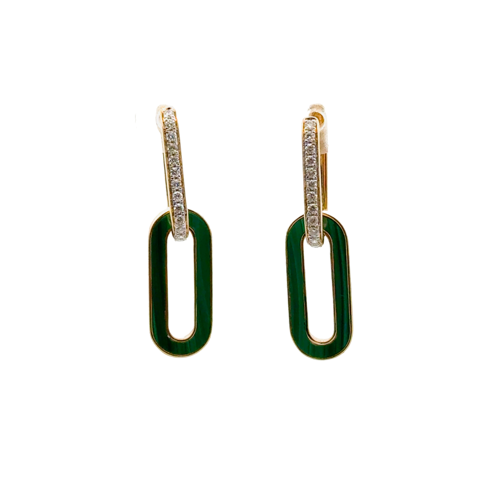 Link Malachite and Diamond Earrings