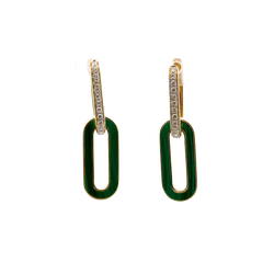 Link Malachite and Diamond Earrings