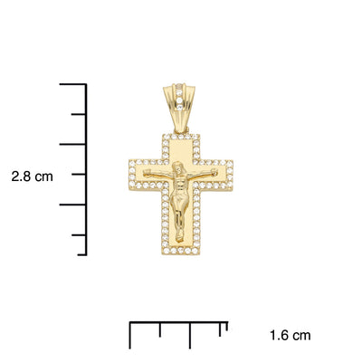 Cruz con zirconia y Cristo