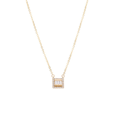 Round and Baguette Zircon Necklace