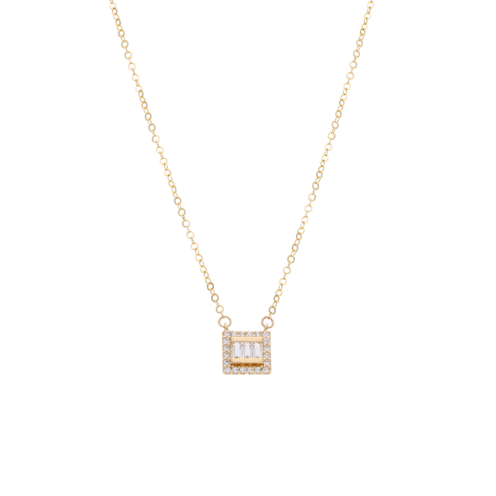 Round and Baguette Zircon Necklace