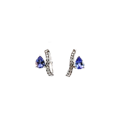 Tanzanite and Diamond Huggies