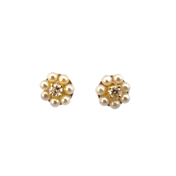 Pearl and diamond studs