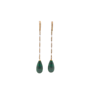 Malachite drop and Diamond Long Earrings