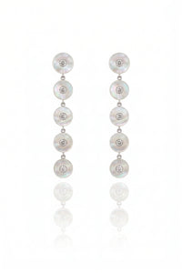 Long Mother Pearl and Diamond Earrings