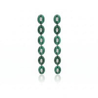 Long Malachite and Diamonds Origin Earrings