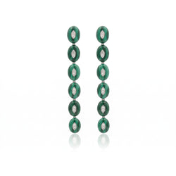 Long Malachite and Diamonds Origin Earrings