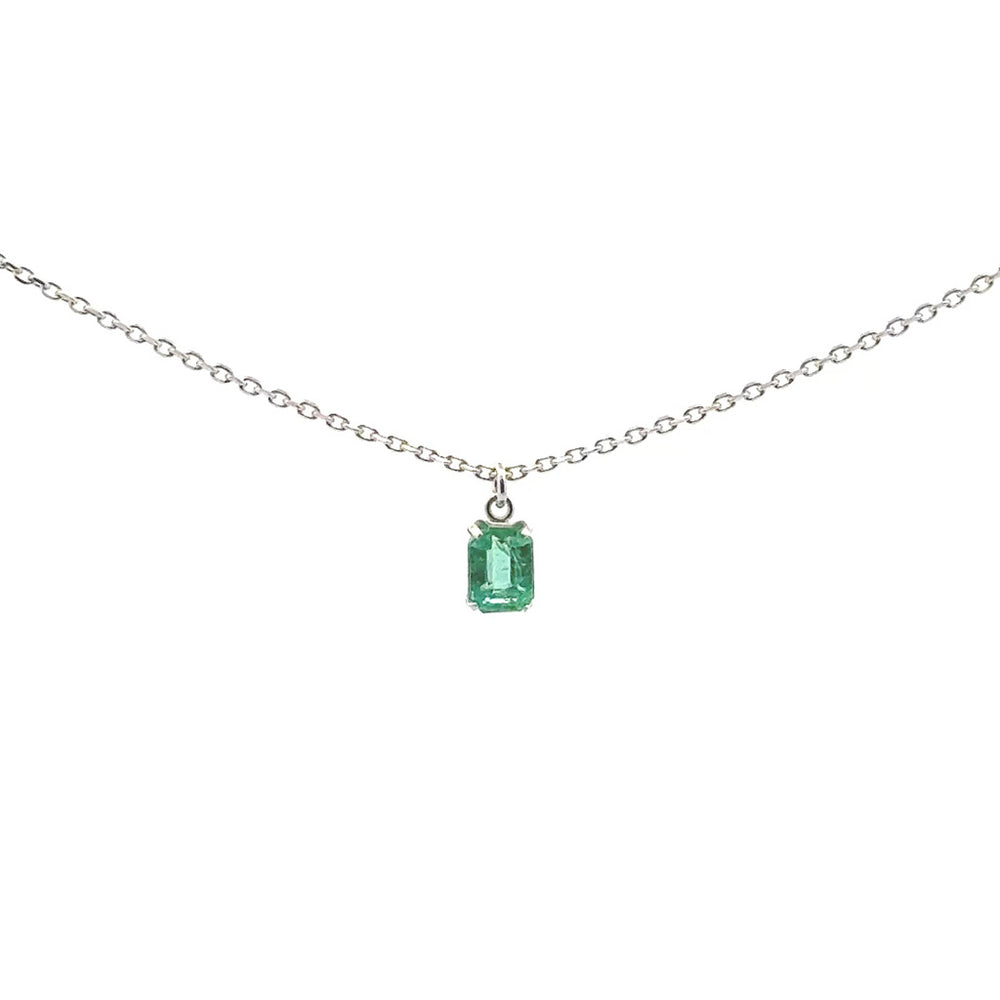 White Gold Emerald Necklace