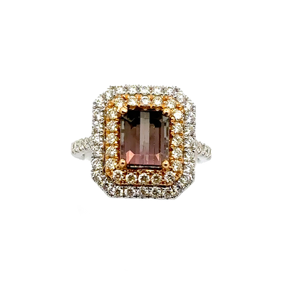 Brown Turmaline and Diamond Vintage Ring