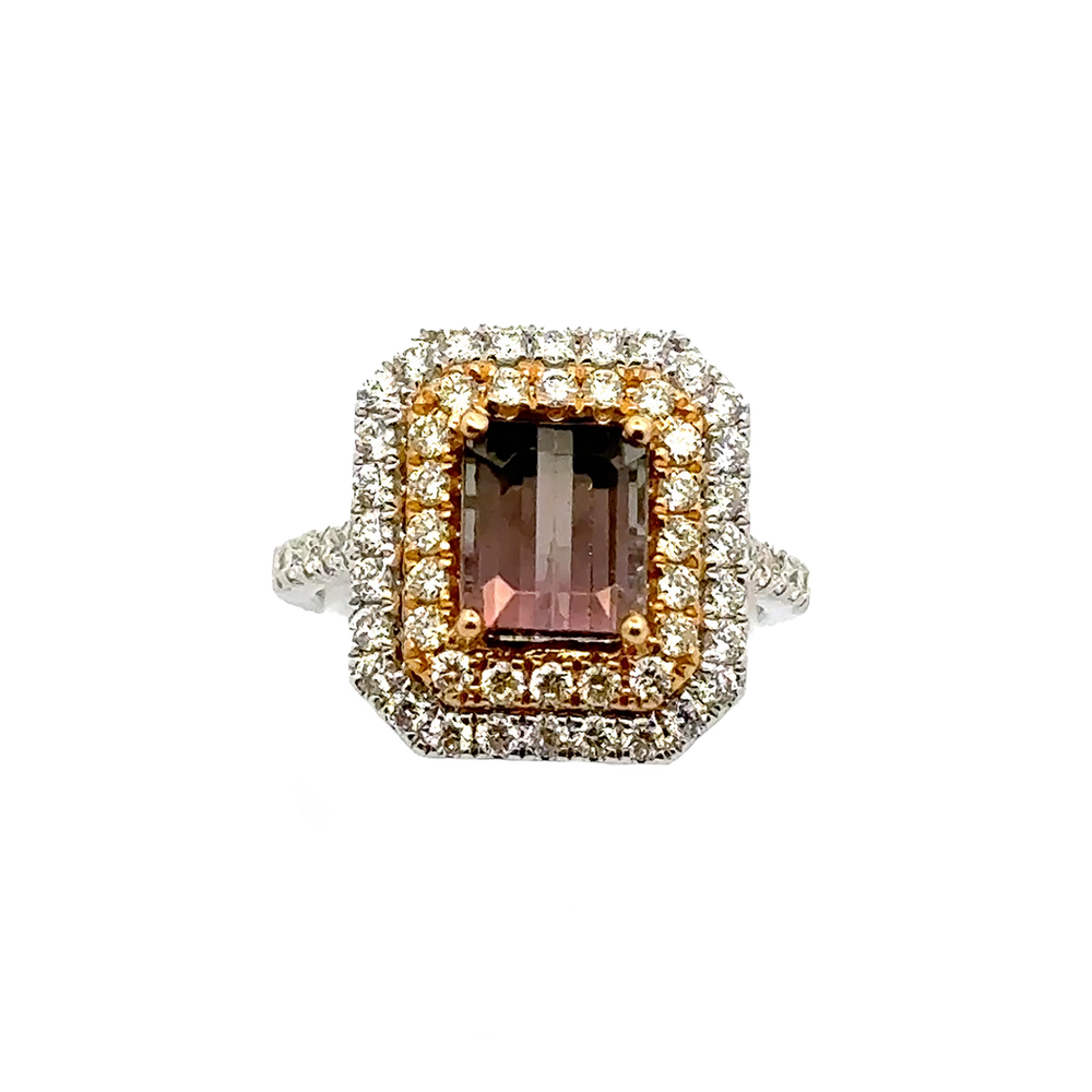 Brown Turmaline and Diamond Vintage Ring