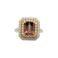 Brown Turmaline and Diamond Vintage Ring