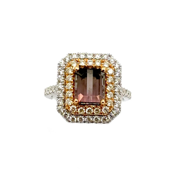 Brown Turmaline and Diamond Vintage Ring