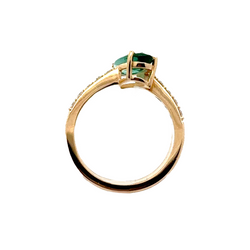 Green Turmaline and Diamond Ring