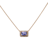 Emerald Cut Tanzanite and Diamond Necklace1