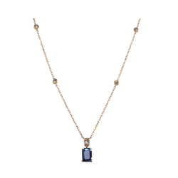 Emerald Cut Sapphire and Diamond Necklace