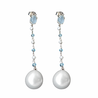 Aquamarine and Pearl Long Earrings
