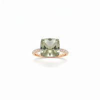 Cherry Faceted Ring with Diamonds