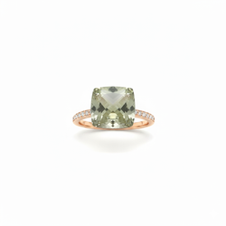 Cherry Faceted Ring with Diamonds