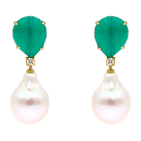 Agate Drop and Pearl Earrings