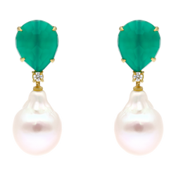 Agate Drop and Pearl Earrings