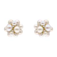 Cluster Pearls and Diamond Earrings