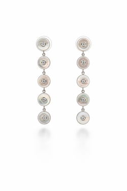 Long Mother Pearl and Diamond Earrings