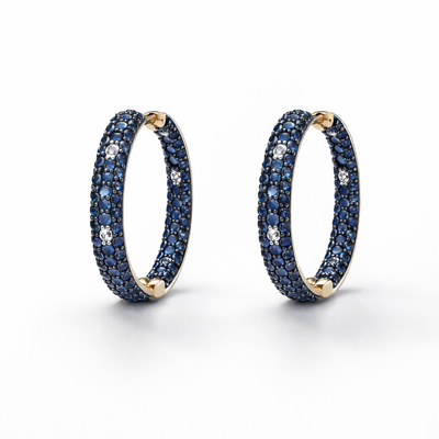 Double Sided Sapphire and Diamond Hoops