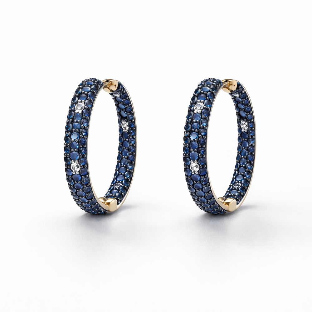 Double Sided Sapphire and Diamond Hoops