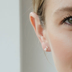 Baby pearl drop and tiny crystal studs