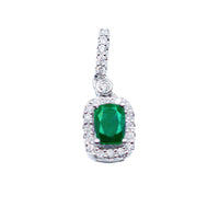 Natural Emerald and Halo Diamond Necklace