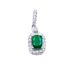 Natural Emerald and Halo Diamond Necklace
