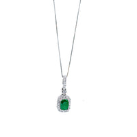 Natural Emerald and Halo Diamond Necklace