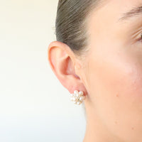 Cluster Pearls and Diamond Earrings