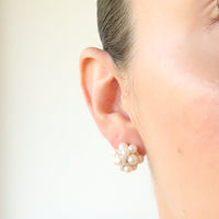Cluster Pearls and Diamond Earrings