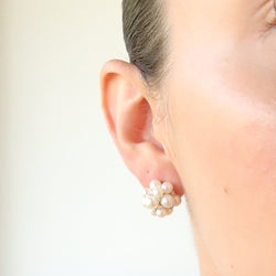 Cluster Pearls and Diamond Earrings