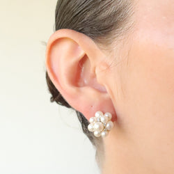 Cluster Pearls and Diamond Earrings