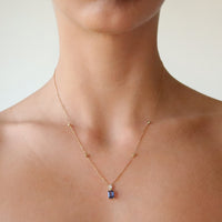 Emerald Cut Sapphire and Diamond Necklace
